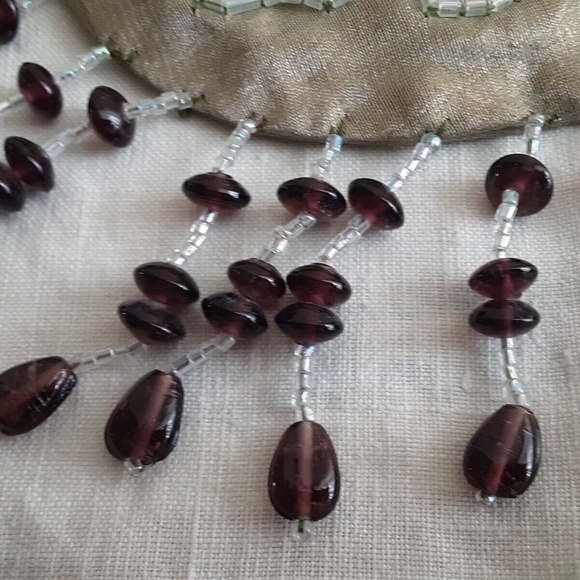 Beaded Evening Bag Purse w Embroidered Pansies New - Picture 7 of 7